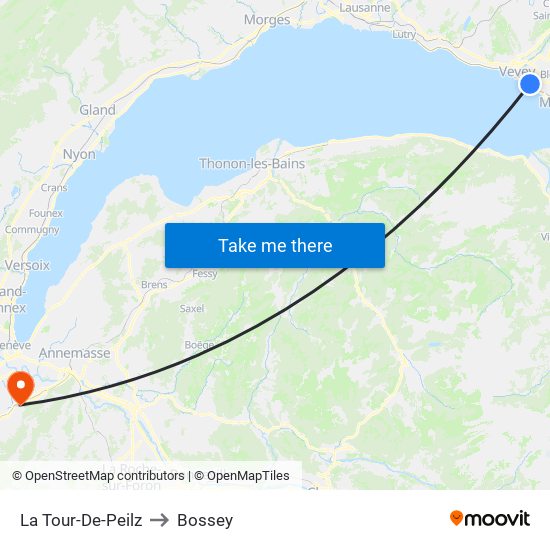 La Tour-De-Peilz to Bossey map