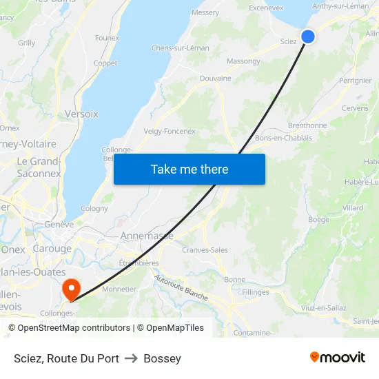 Sciez, Route Du Port to Bossey map