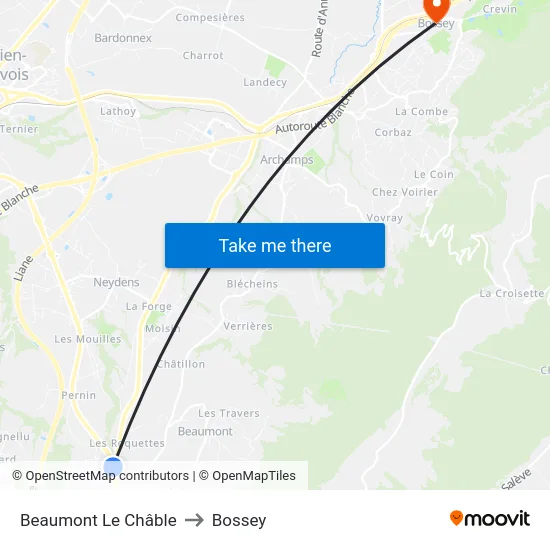 Beaumont, Le Châble to Bossey map