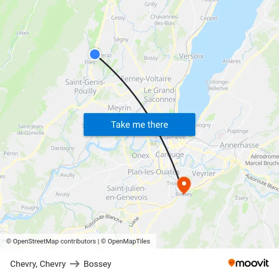 Chevry, Chevry to Bossey map