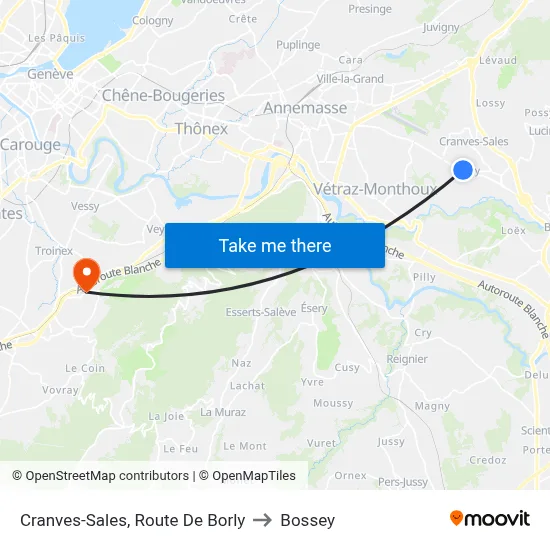Cranves-Sales, Route De Borly to Bossey map
