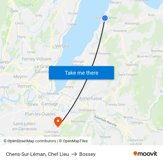Chens-Sur-Léman, Chef Lieu to Bossey map