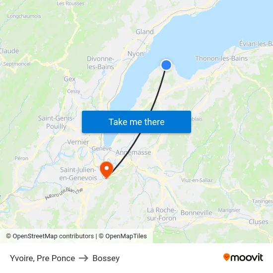 Yvoire, Pre Ponce to Bossey map