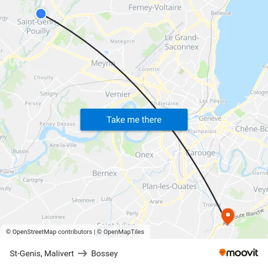 St-Genis, Malivert to Bossey map
