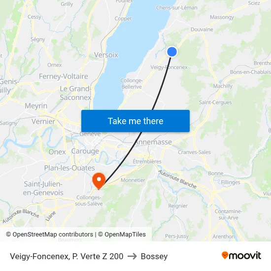 Veigy-Foncenex, P. Verte Z 200 to Bossey map