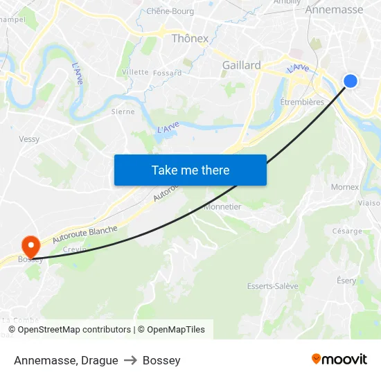 Annemasse, Drague to Bossey map