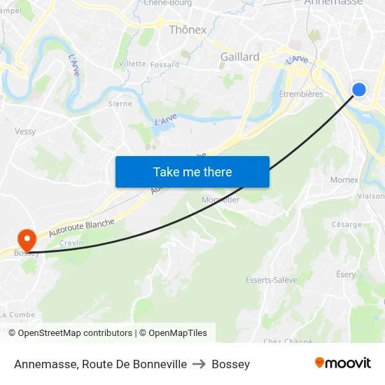 Annemasse, Route De Bonneville to Bossey map