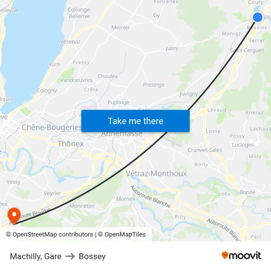 Machilly, Gare to Bossey map