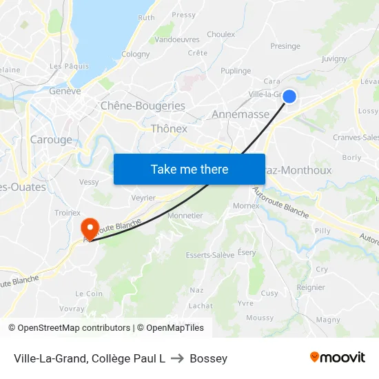 Ville-La-Grand, Collège Paul L to Bossey map