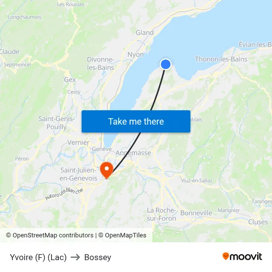 Yvoire (F) (Lac) to Bossey map