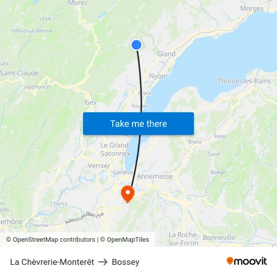 La Chèvrerie-Monterêt to Bossey map