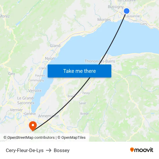 Cery-Fleur-De-Lys to Bossey map