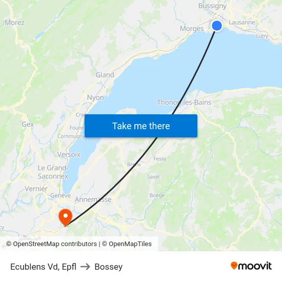 Ecublens Vd, Epfl to Bossey map