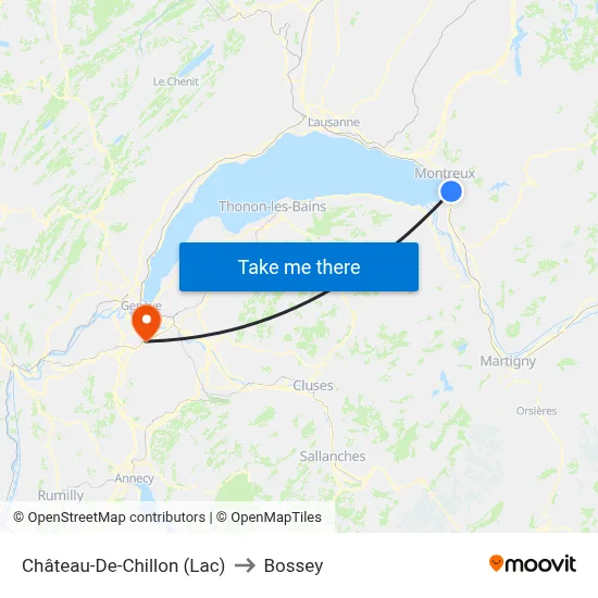 Château-De-Chillon (Lac) to Bossey map