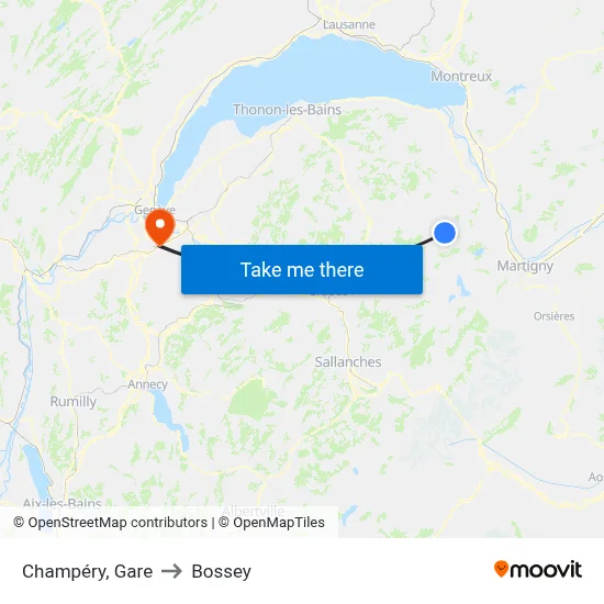 Champéry, Gare to Bossey map