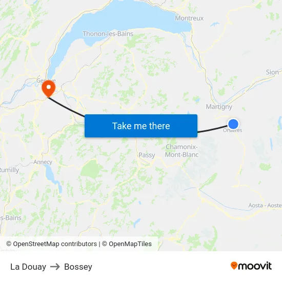La Douay to Bossey map