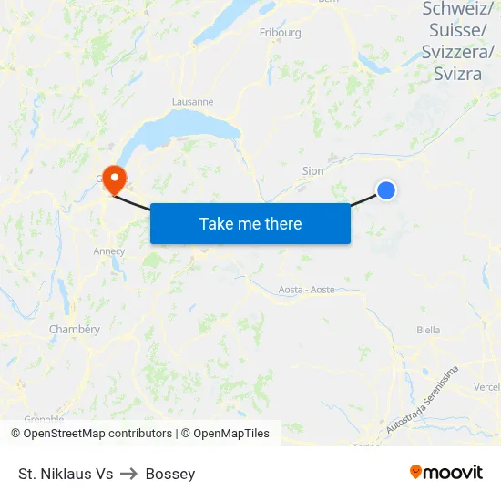St. Niklaus Vs to Bossey map