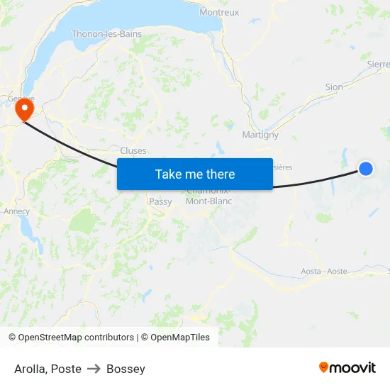 Arolla, Poste to Bossey map