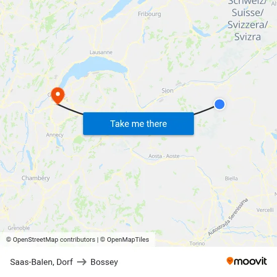 Saas-Balen, Dorf to Bossey map