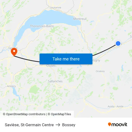 Savièse, St-Germain Centre to Bossey map
