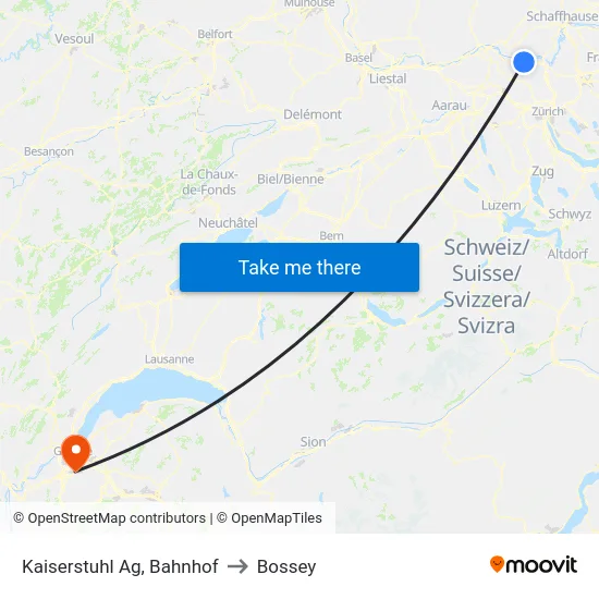 Kaiserstuhl Ag, Bahnhof to Bossey map
