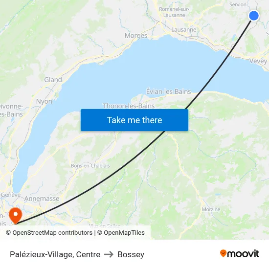 Palézieux-Village, Centre to Bossey map