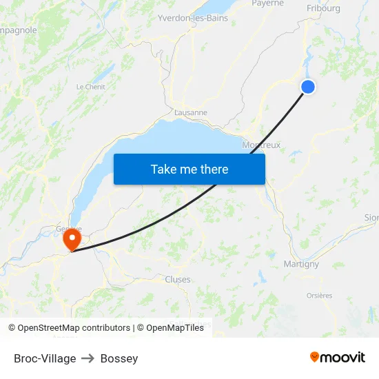 Broc-Village to Bossey map