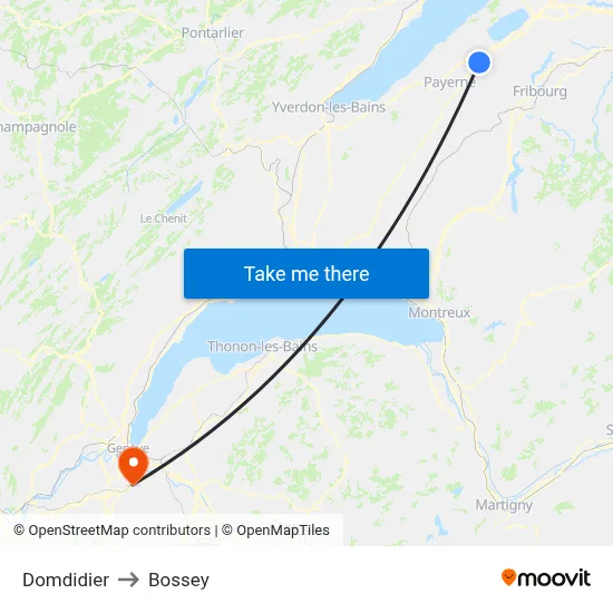 Domdidier to Bossey map