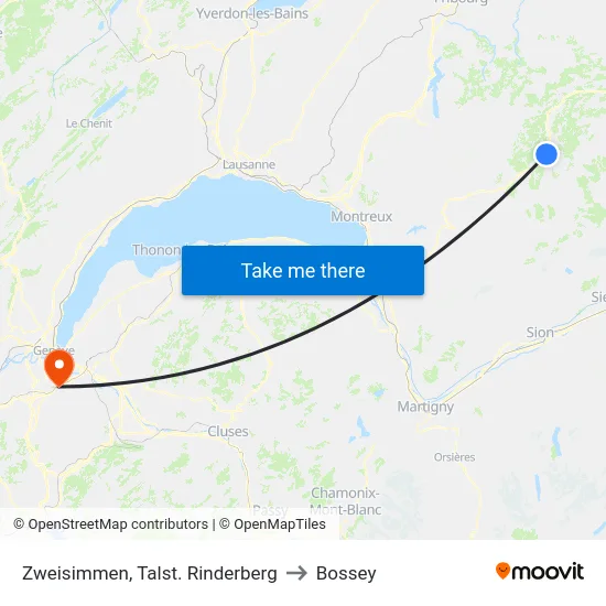 Zweisimmen, Talst. Rinderberg to Bossey map