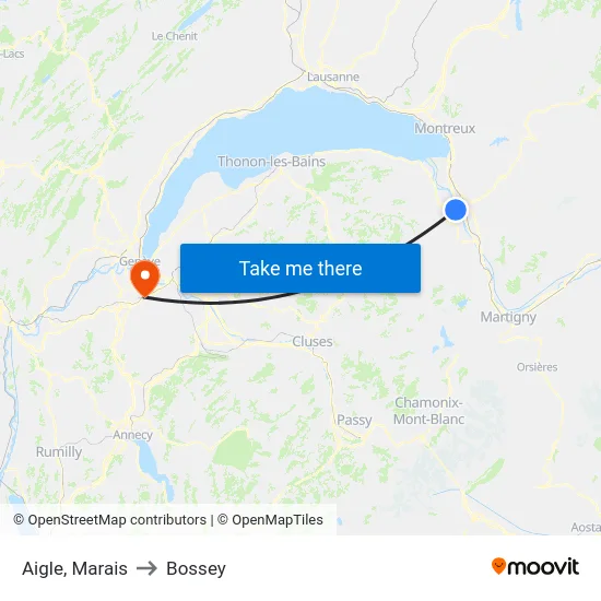 Aigle, Marais to Bossey map