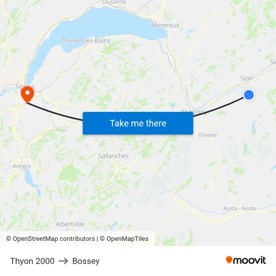 Thyon 2000 to Bossey map