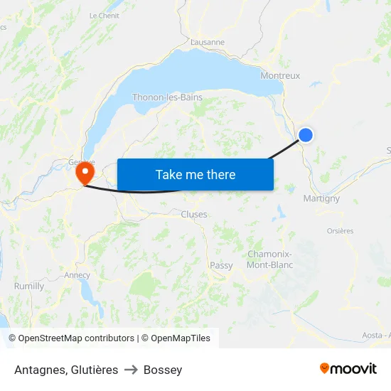Antagnes, Glutières to Bossey map