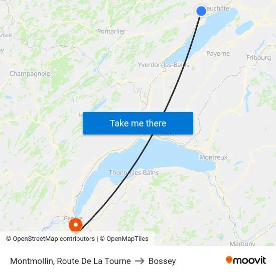 Montmollin, Route De La Tourne to Bossey map