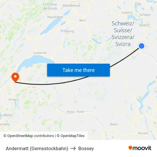 Andermatt (Gemsstockbahn) to Bossey map