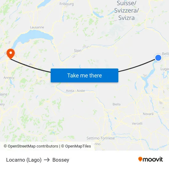 Locarno (Lago) to Bossey map