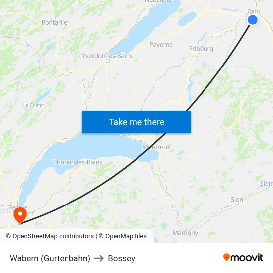 Wabern (Gurtenbahn) to Bossey map