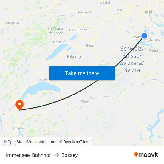 Immensee, Bahnhof to Bossey map