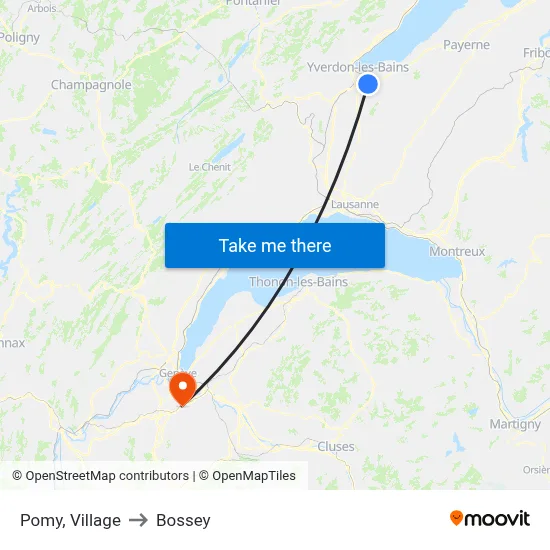 Pomy, Village to Bossey map