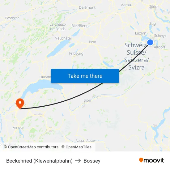 Beckenried (Klewenalpbahn) to Bossey map