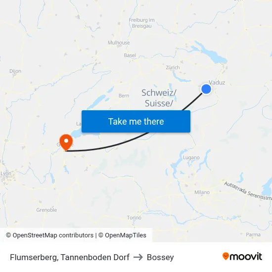Flumserberg, Tannenboden Dorf to Bossey map