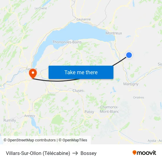 Villars-Sur-Ollon (Télécabine) to Bossey map
