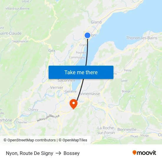 Nyon, Route De Signy to Bossey map