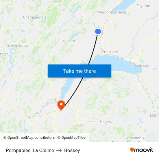Pompaples, La Colline to Bossey map