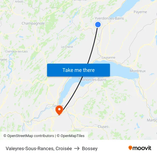 Valeyres-Sous-Rances, Croisée to Bossey map