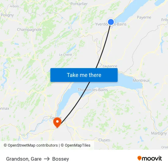 Grandson, Gare to Bossey map