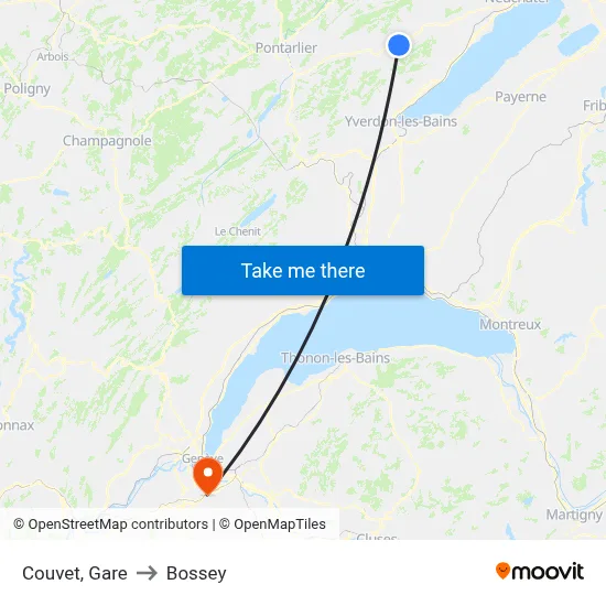 Couvet, Gare to Bossey map