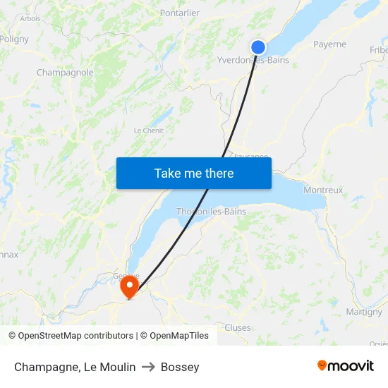 Champagne, Le Moulin to Bossey map