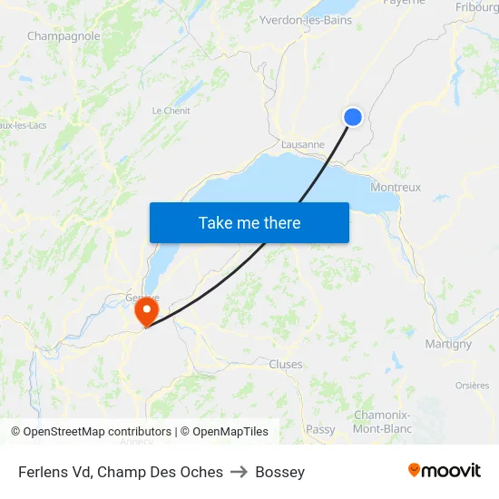 Ferlens Vd, Champ Des Oches to Bossey map