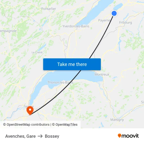 Avenches, Gare to Bossey map