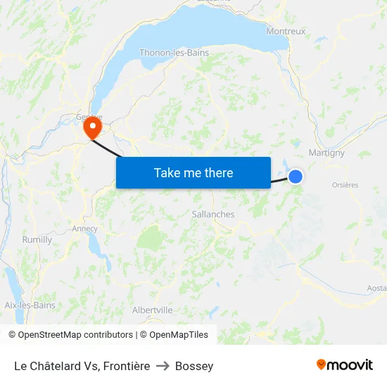 Le Châtelard Vs, Frontière to Bossey map